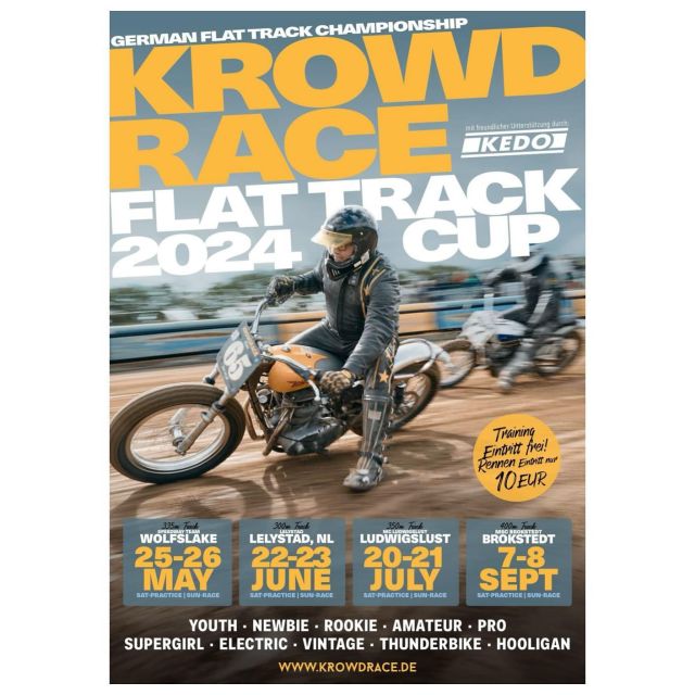 We proudly present this years artwork with all 2024 race dates! 
25./26.05. - Wolfslake 
22./23.06. - Lelystad NL
20./21.07. - Ludwigslust
07./08.09. - Brokstedt
We really look forward to seeing you all again for another exciting racing season!